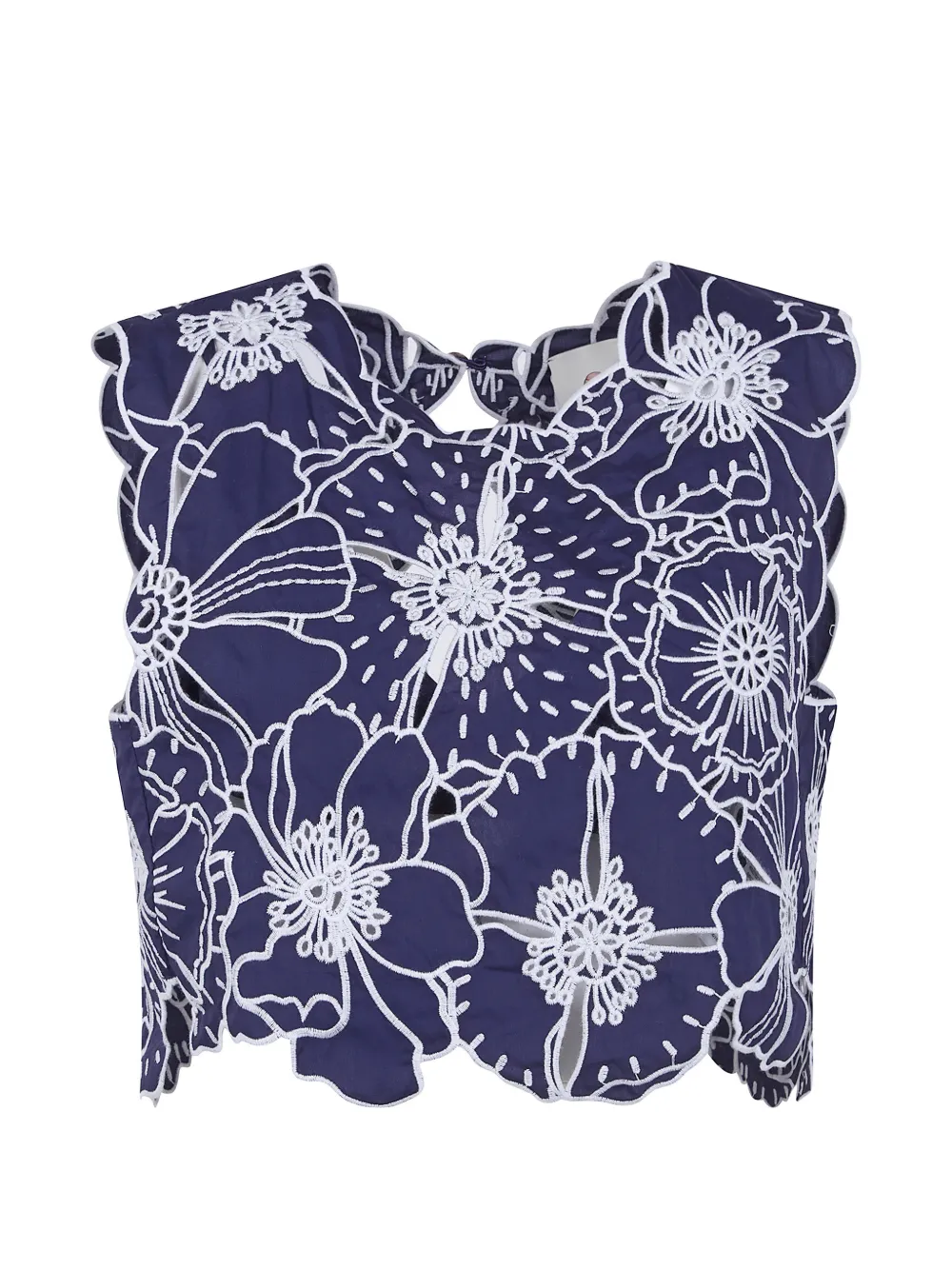 FARM Rio Richelieu embroidered-floral top - Blu