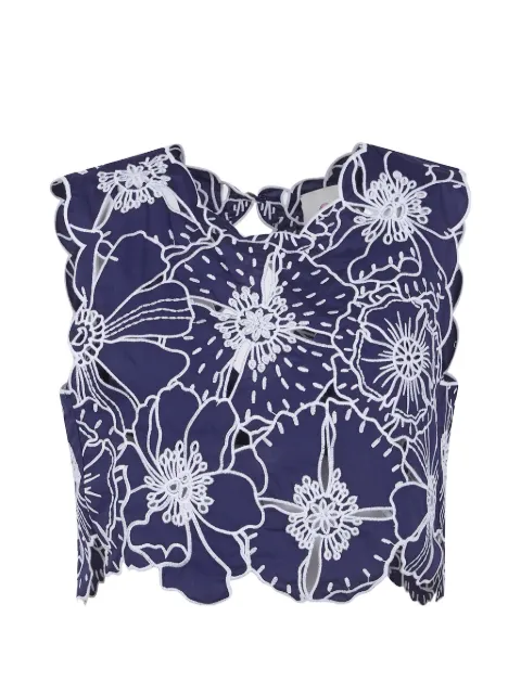 FARM Rio Richelieu embroidered-floral top