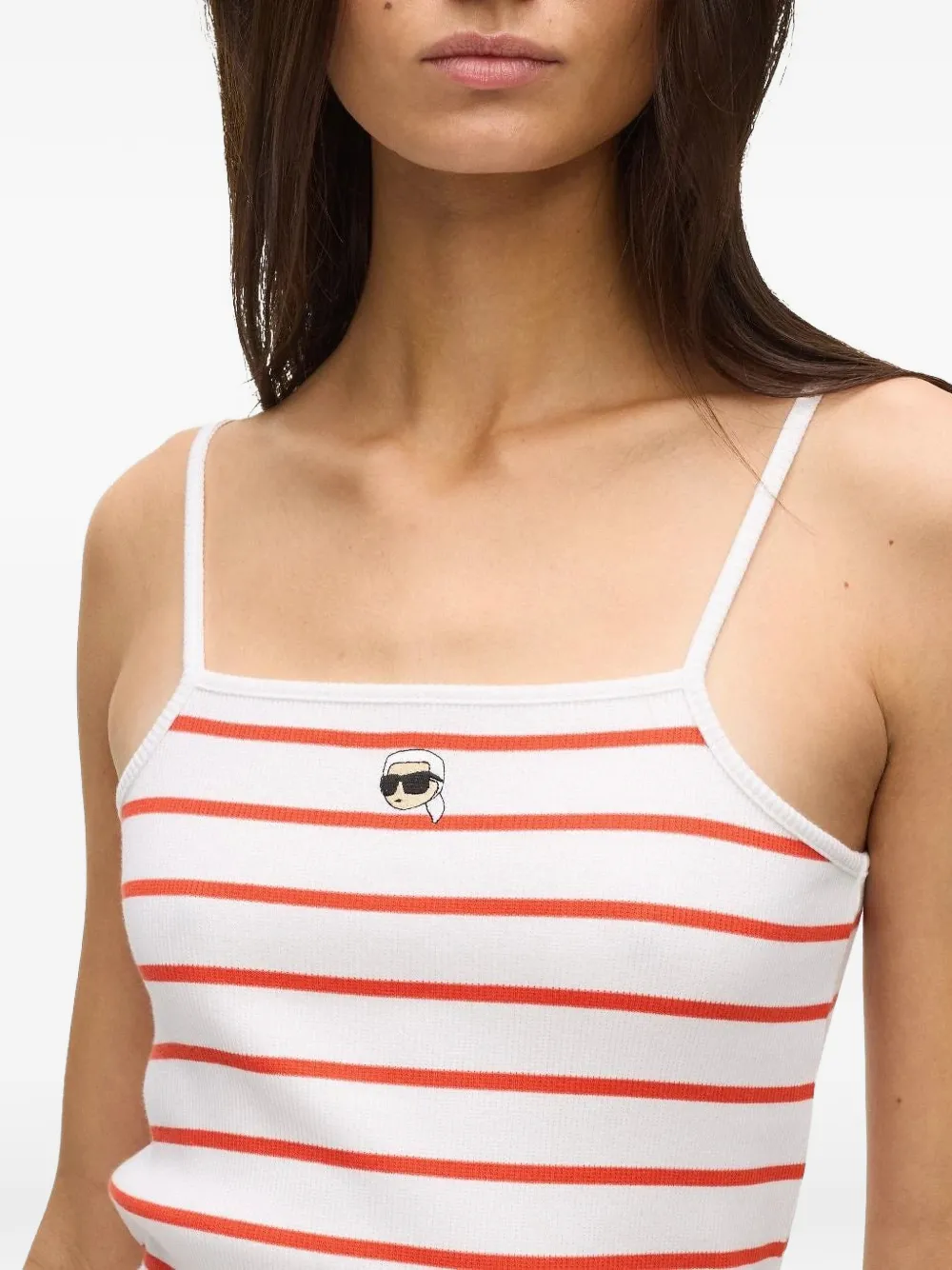 Karl Lagerfeld Ikon gestreepte jersey jurk Wit
