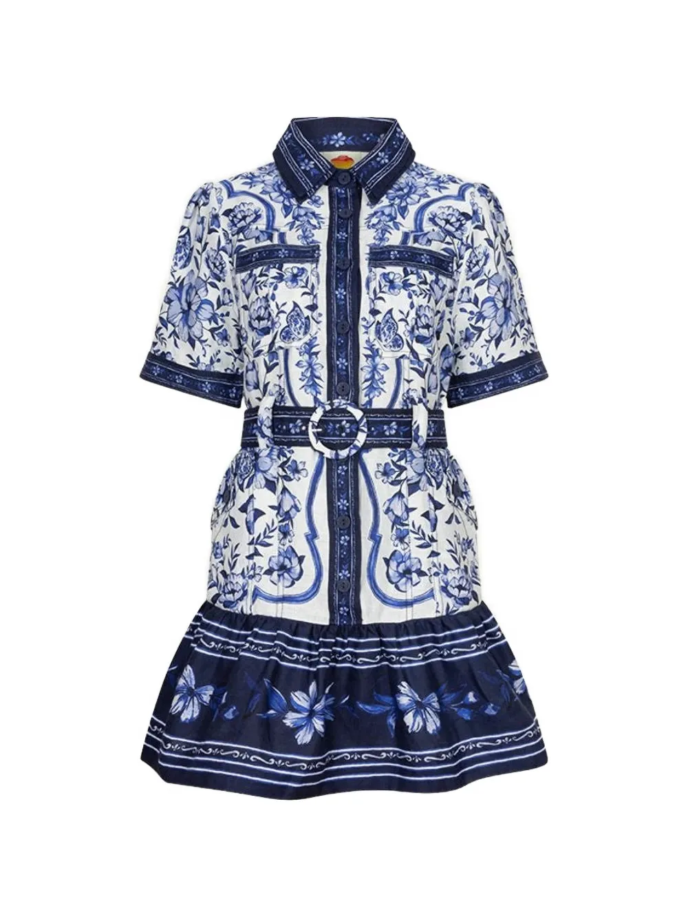 FARM Rio Porcelain Garden belted dress - Bianco