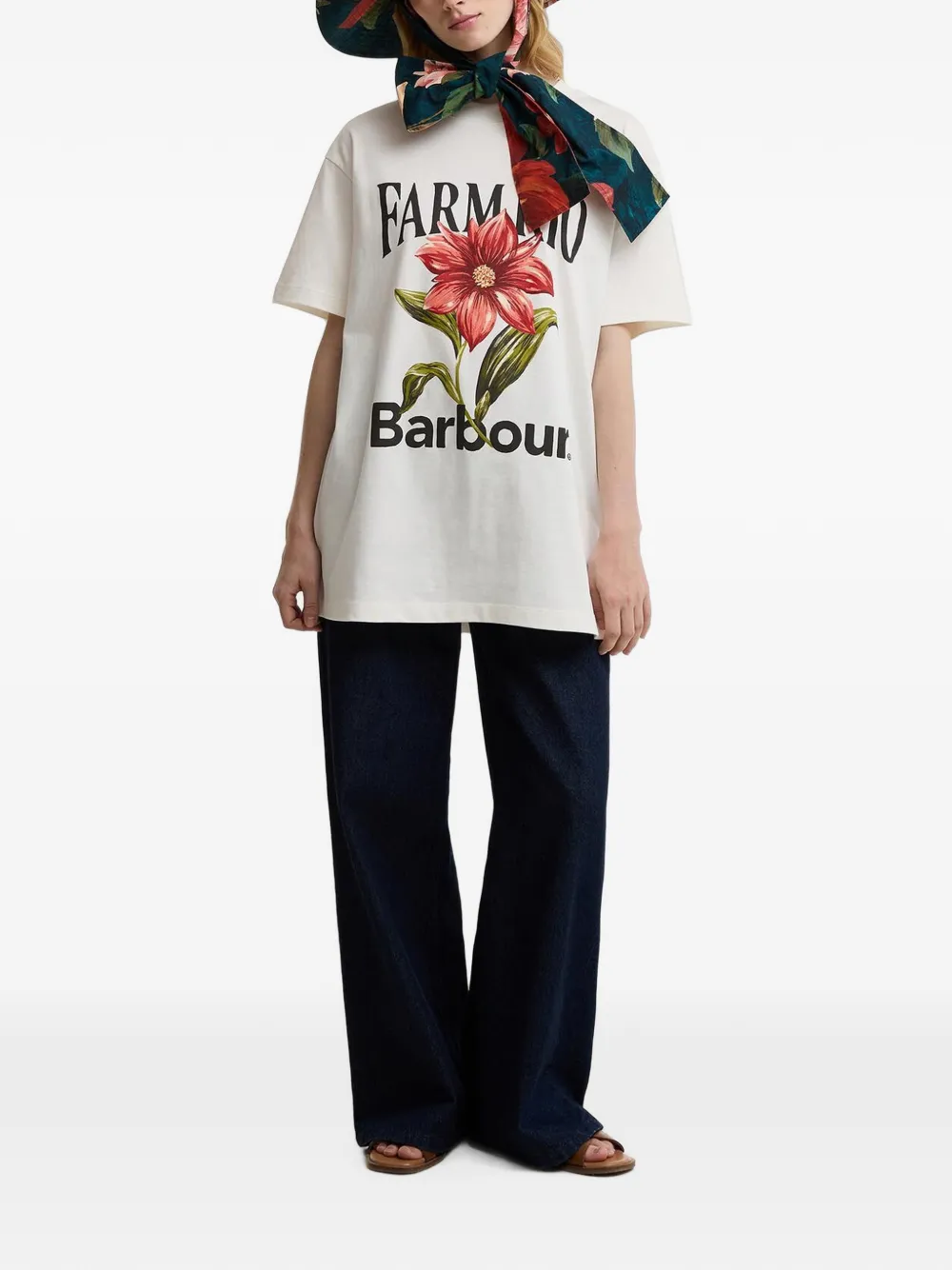 Barbour Farm Rio T-shirt met bloemenprint Wit