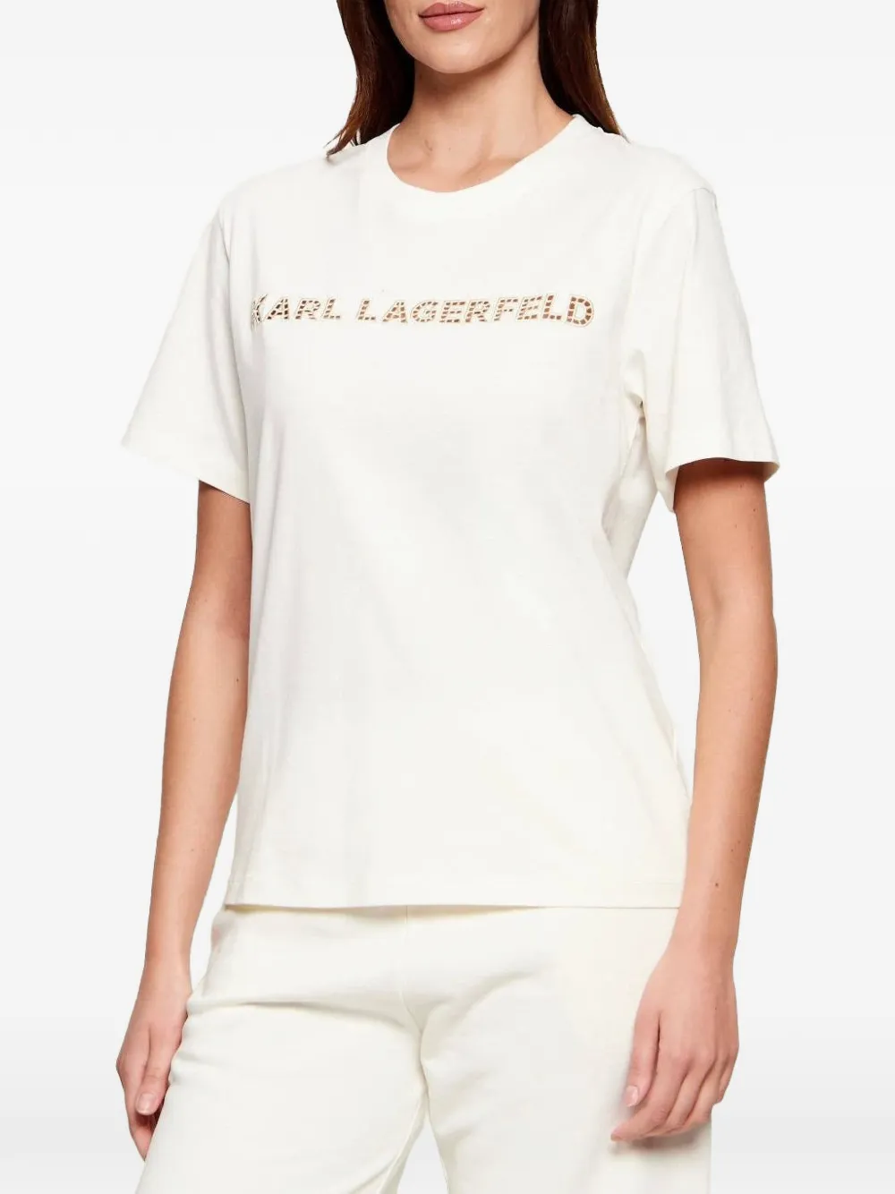 Karl Lagerfeld embroidery-detail T-shirt - Toni neutri