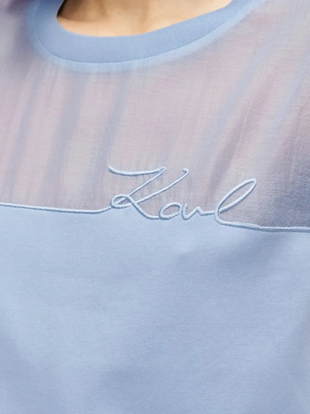 Karl Lagerfeld Signature T-shirt met doorzichtig vlak Blauw