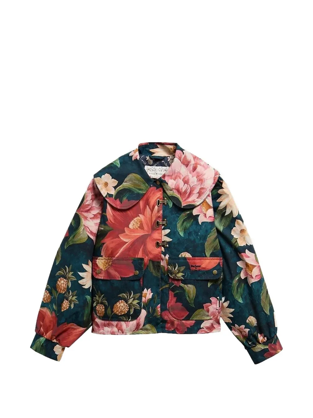 Barbour x FARM Rio floral-print collared jacket - Verde