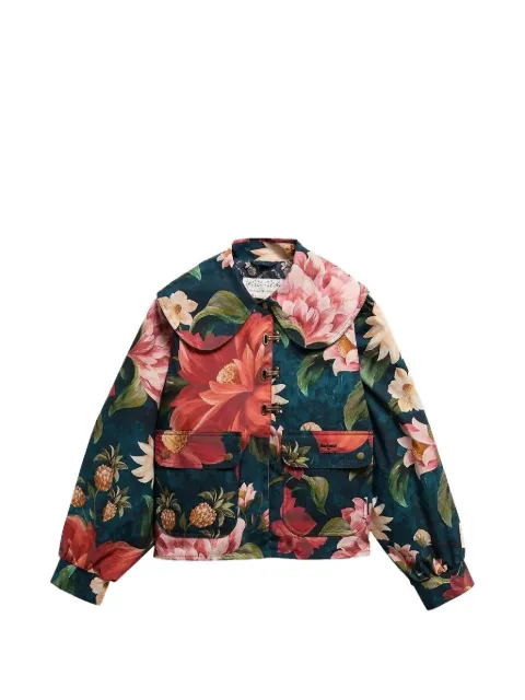 Barbour x FARM Rio floral-print collared jacket