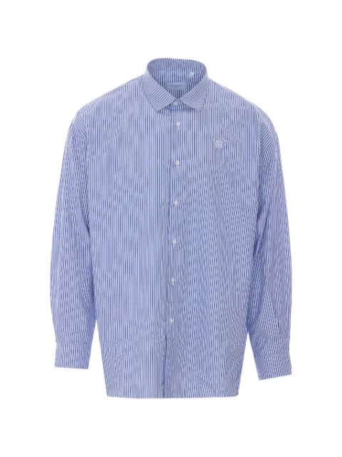 Family First striped heart-embroidered shirt