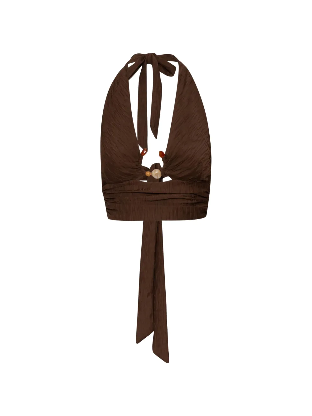 Baobab Louise stone-embellished halterneck top - Marrone