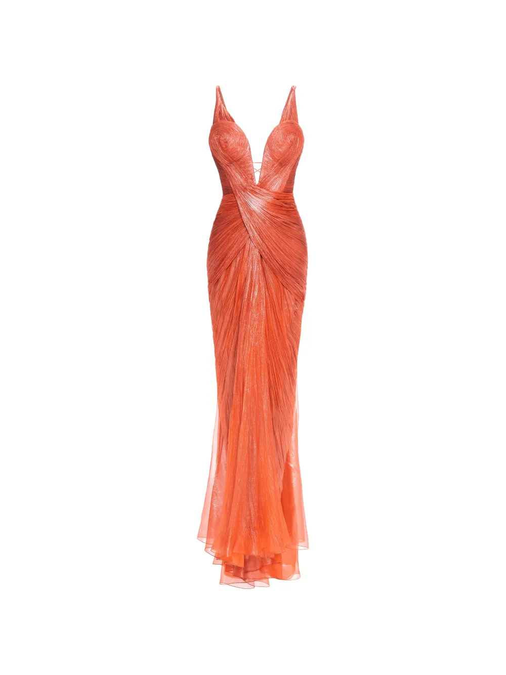 Maria Lucia Hohan Corinna draped lace-up maxi dress - Arancione