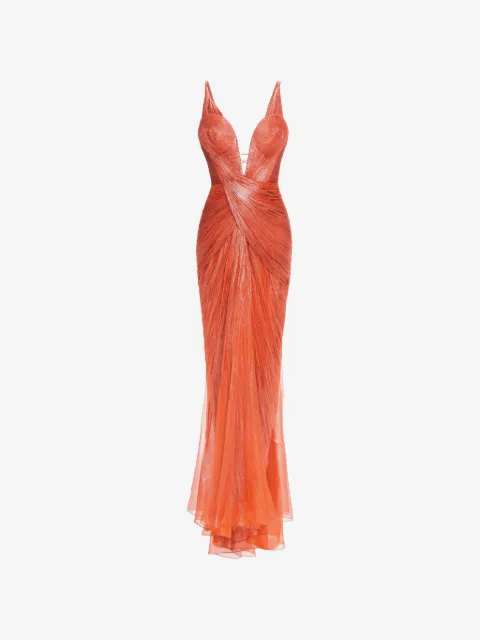 Maria Lucia Hohan robe longue Corinna drapée à lacets