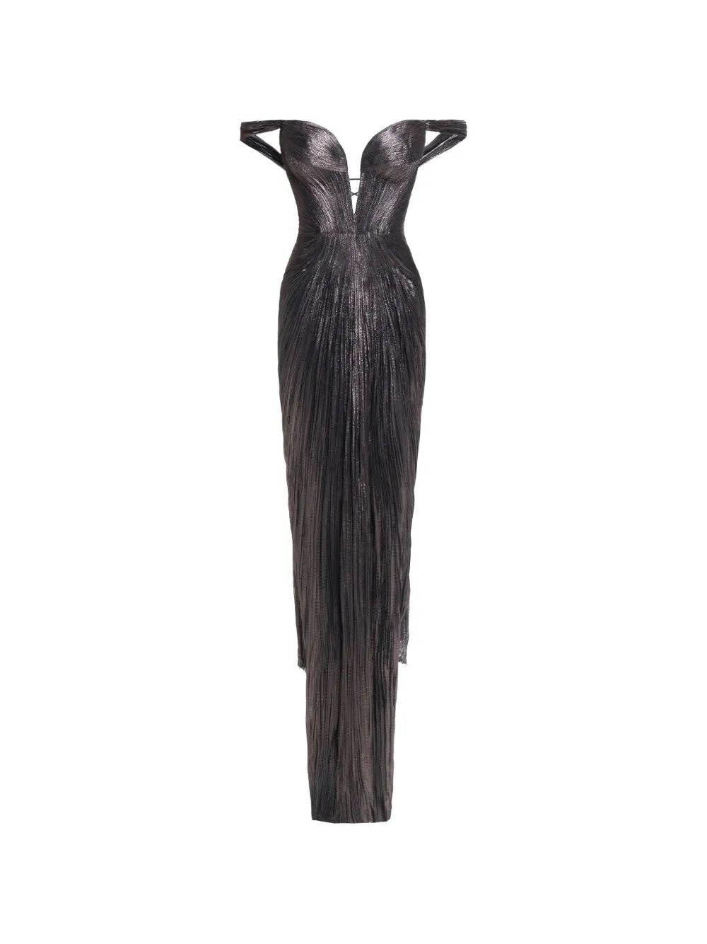 Maria Lucia Hohan off-shoulder pleated maxi dress - Marrone