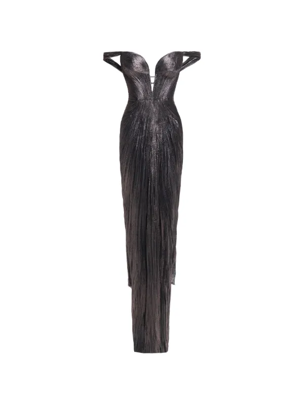 maria lucia hohan pleated dress Maria Lucia Hohan Off-shoulder Pleated Maxi Dress