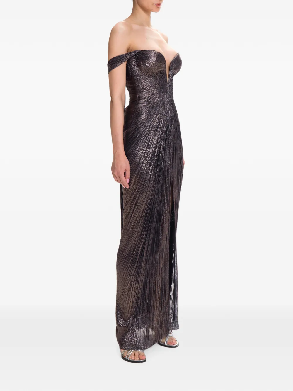 Maria Lucia Hohan Off-shoulder plooi-jurk Bruin
