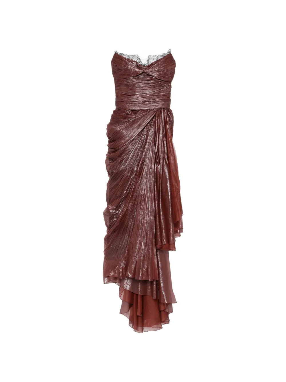 Maria Lucia Hohan Jolie lace-trim pleated dress - Brown
