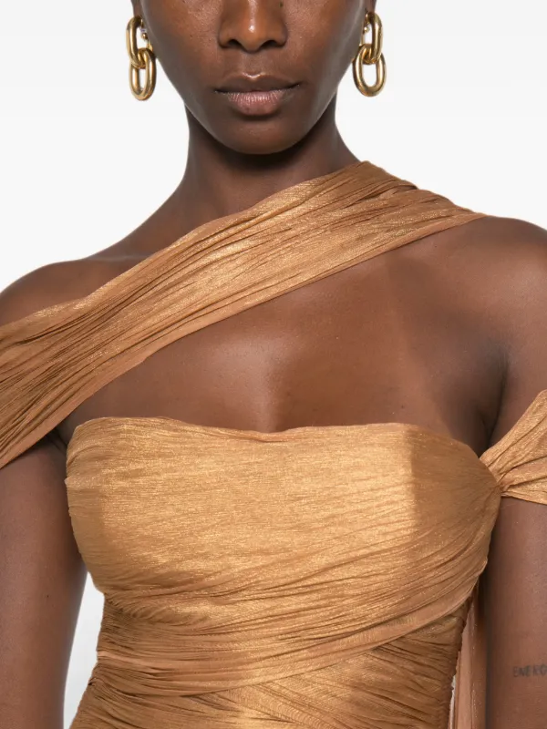 maria lucia hohan dress gold Marimar Pleated Strapless Maxi | Mabel gown