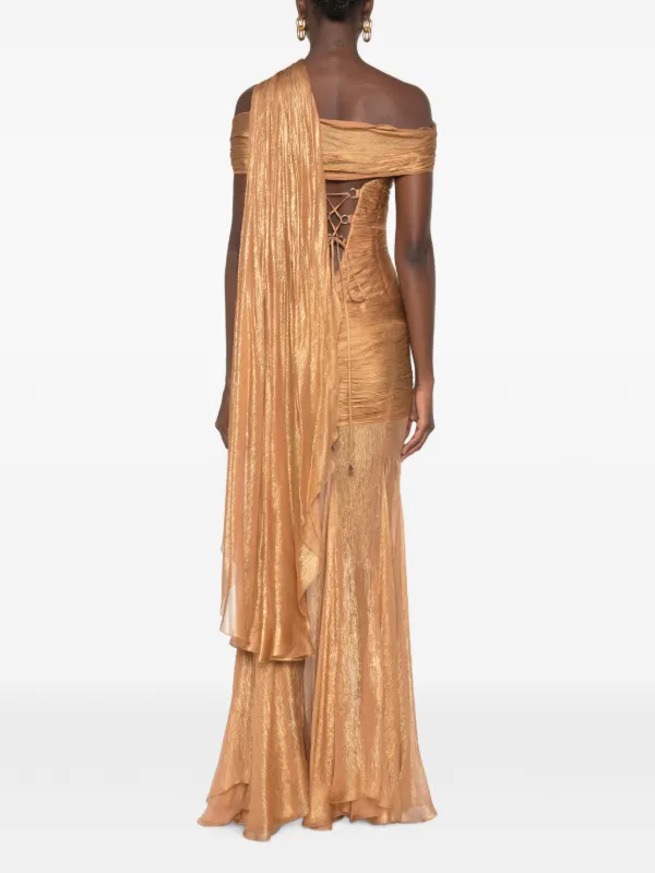 Maria Lucia Hohan Marimar Pleated Strapless Maxi Dress | Gold