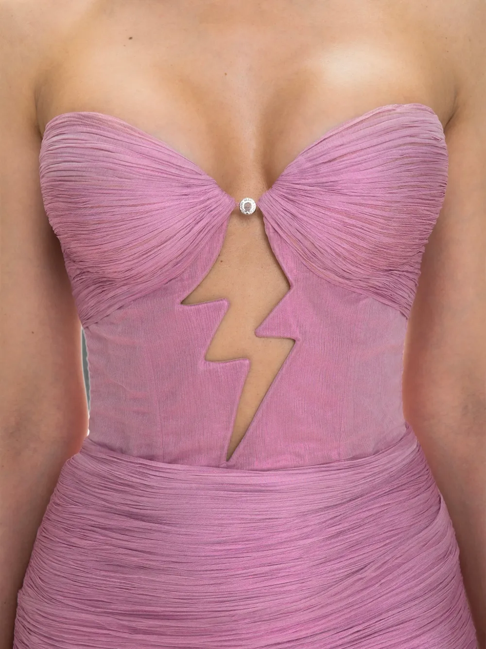 Maria Lucia Hohan Kelly mini-jurk met bliksemflits en uitgesneden details Roze