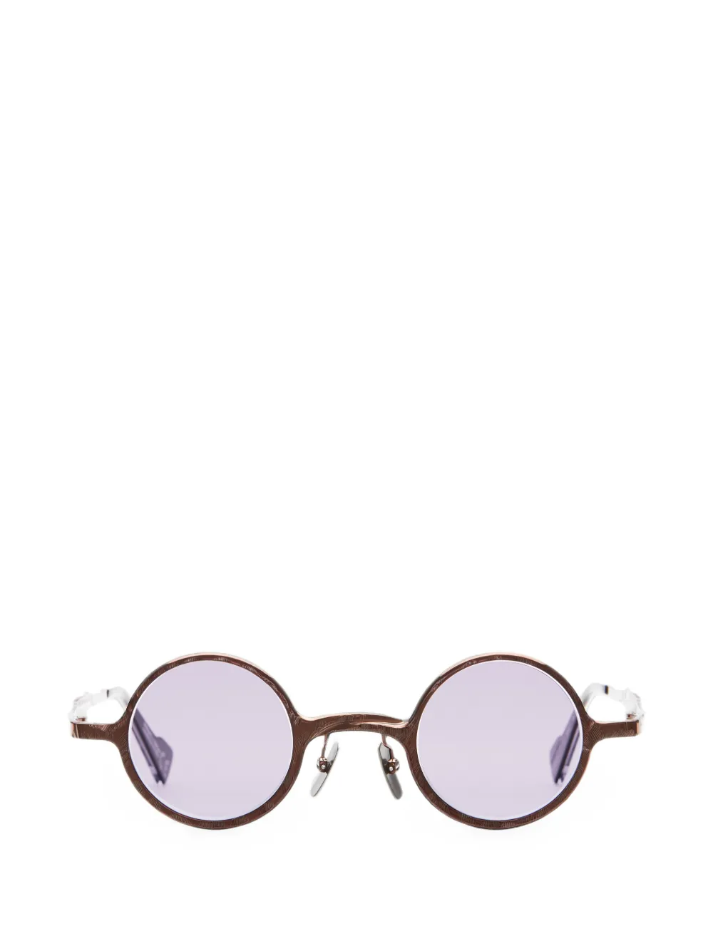Kuboraum round-frame textured sunglasses - Marrone