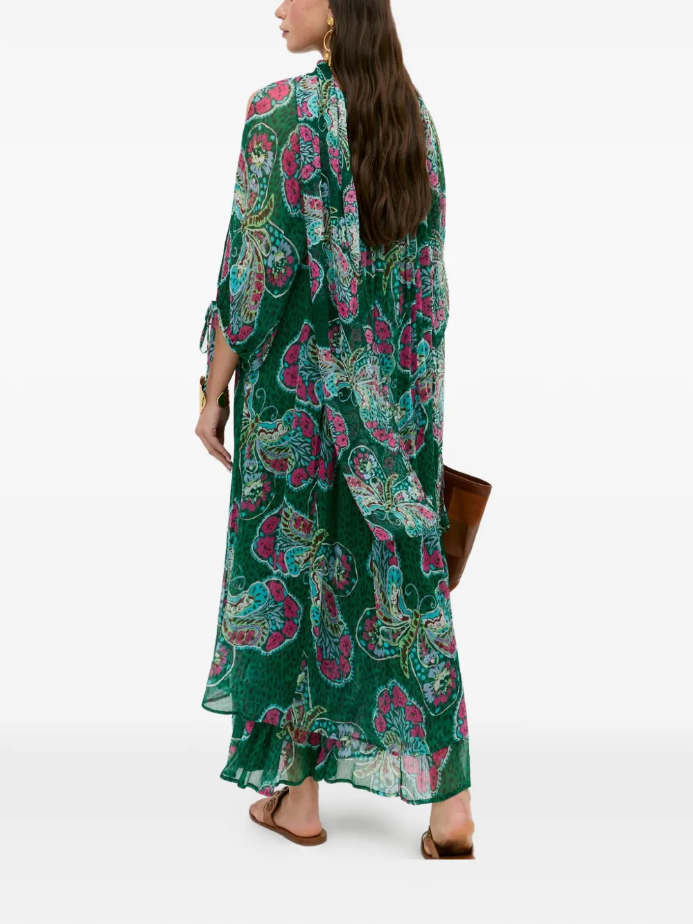Rixo Hayden midi-jurk met vlinderprint Groen