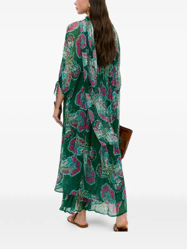 Rixo Hayden Butterfly-print Midi Dress - Green