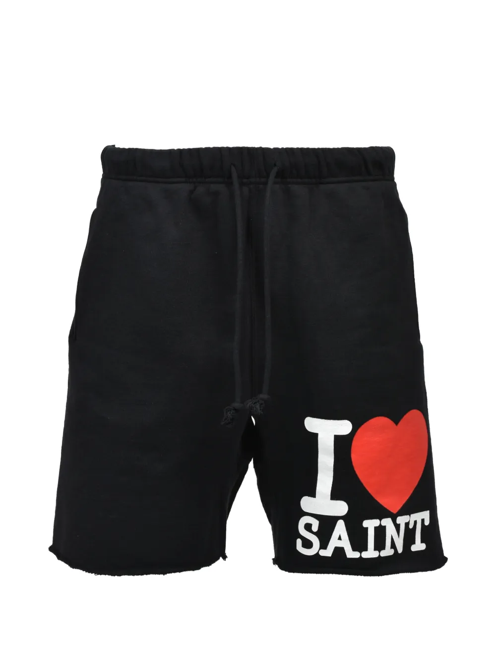 SAINT MXXXXXX graphic-print raw-hem shorts - Nero