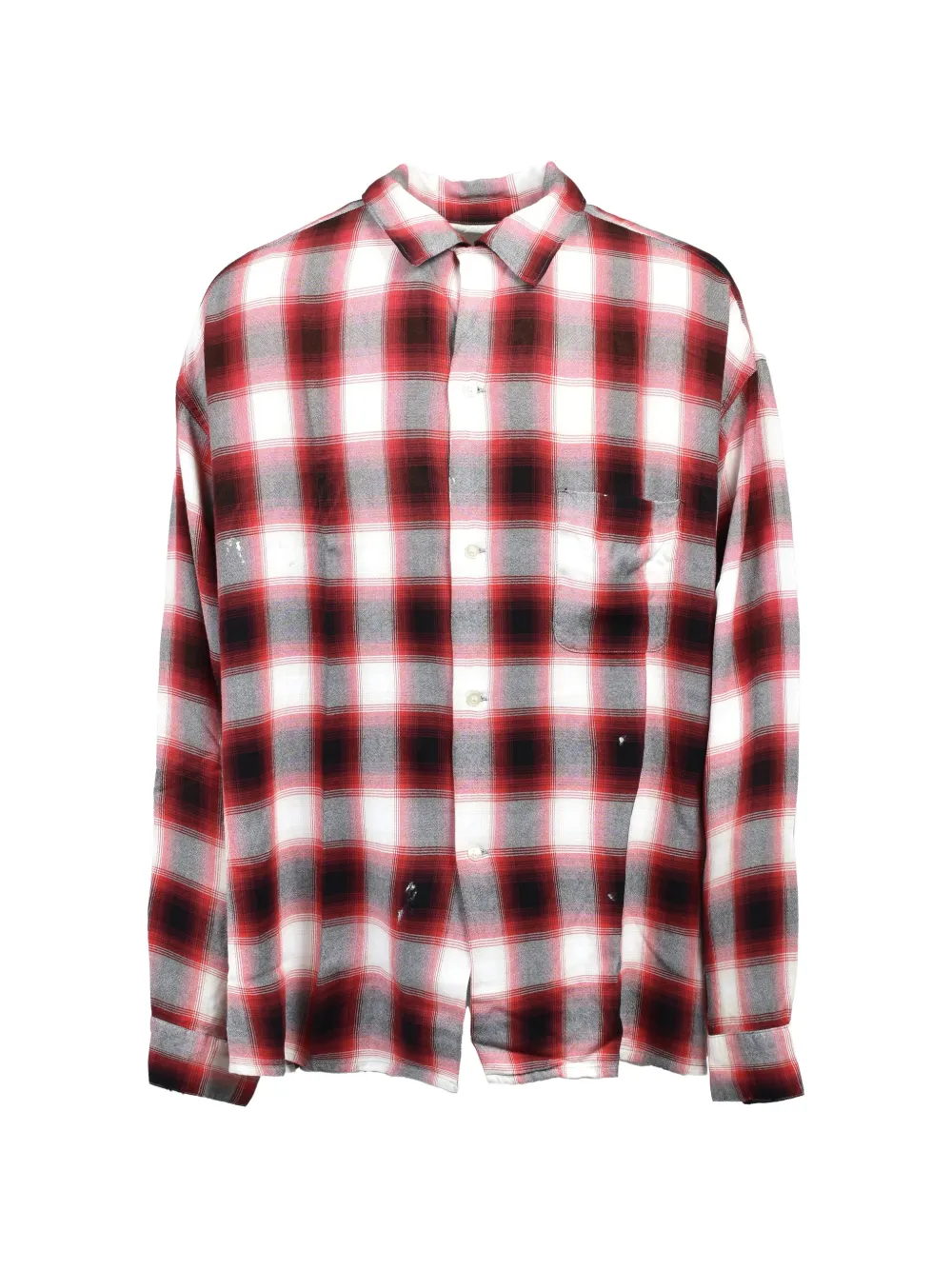 SAINT MXXXXXX check-pattern distressed shirt - Rosso