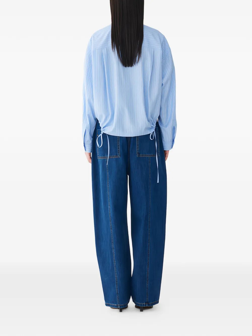 TOMBOY Gestreepte blouse met strikdetail Blauw