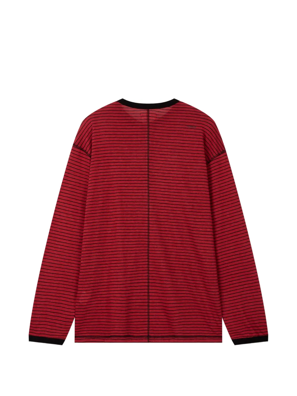 TOMBOY Gestreept T-shirt met henley-hals Rood