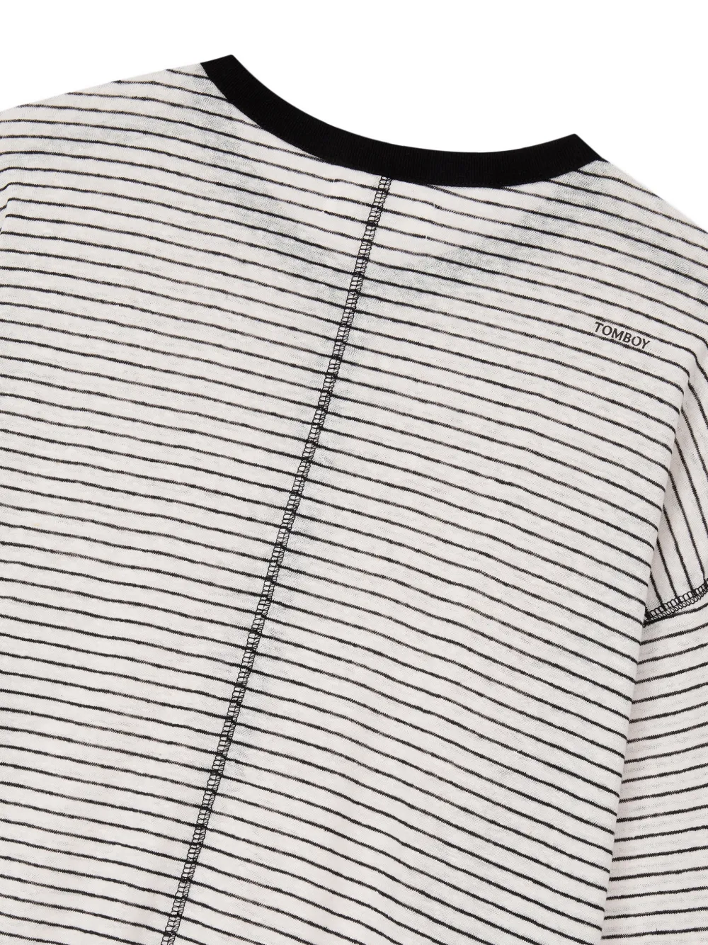 TOMBOY Gestreept T-shirt met henley-hals Beige