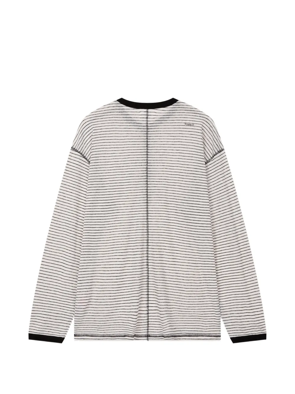 TOMBOY Gestreept T-shirt met henley-hals Beige