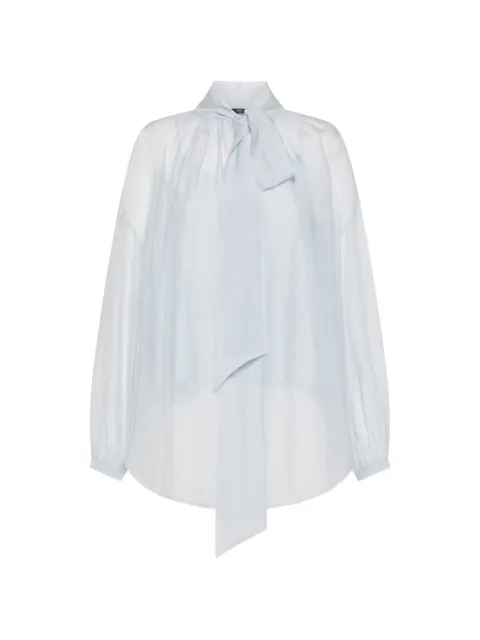Seventy pussy-bow semi-sheer blouse