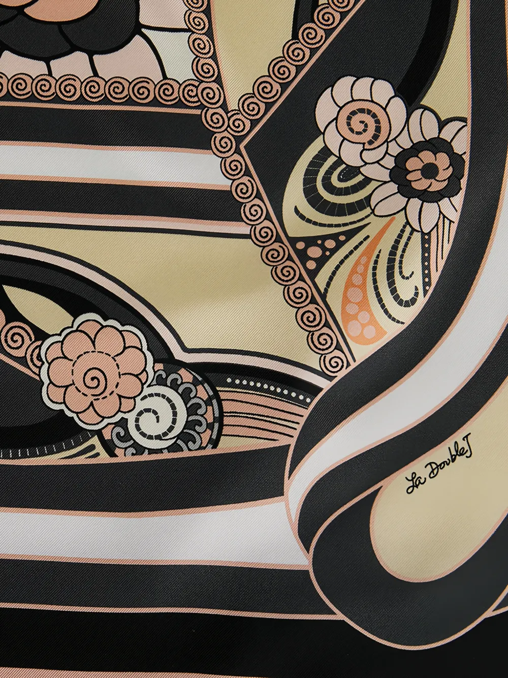La DoubleJ Sjaal met bloemenprint Zwart
