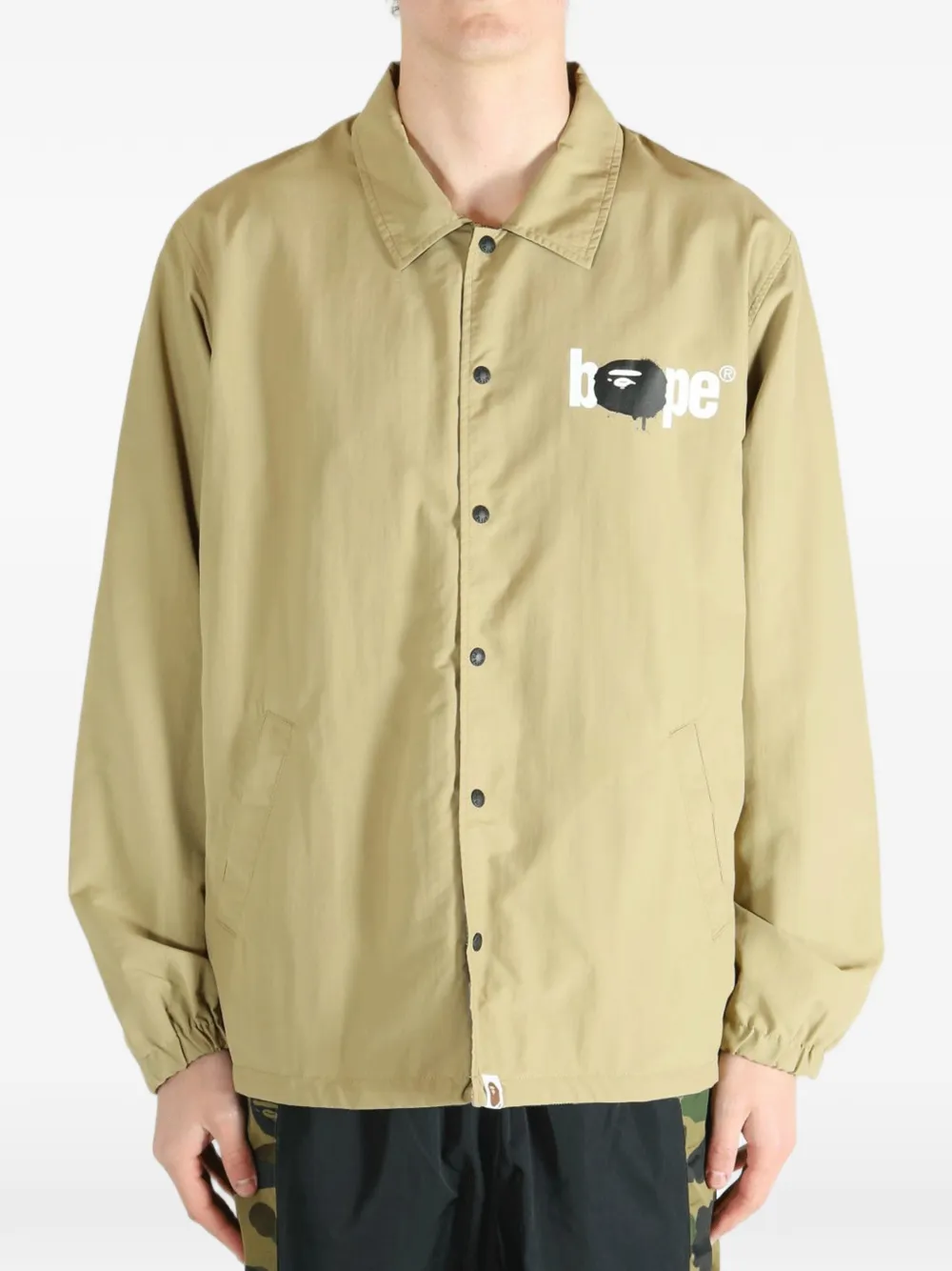 A BATHING APE Jack met logoprint Beige