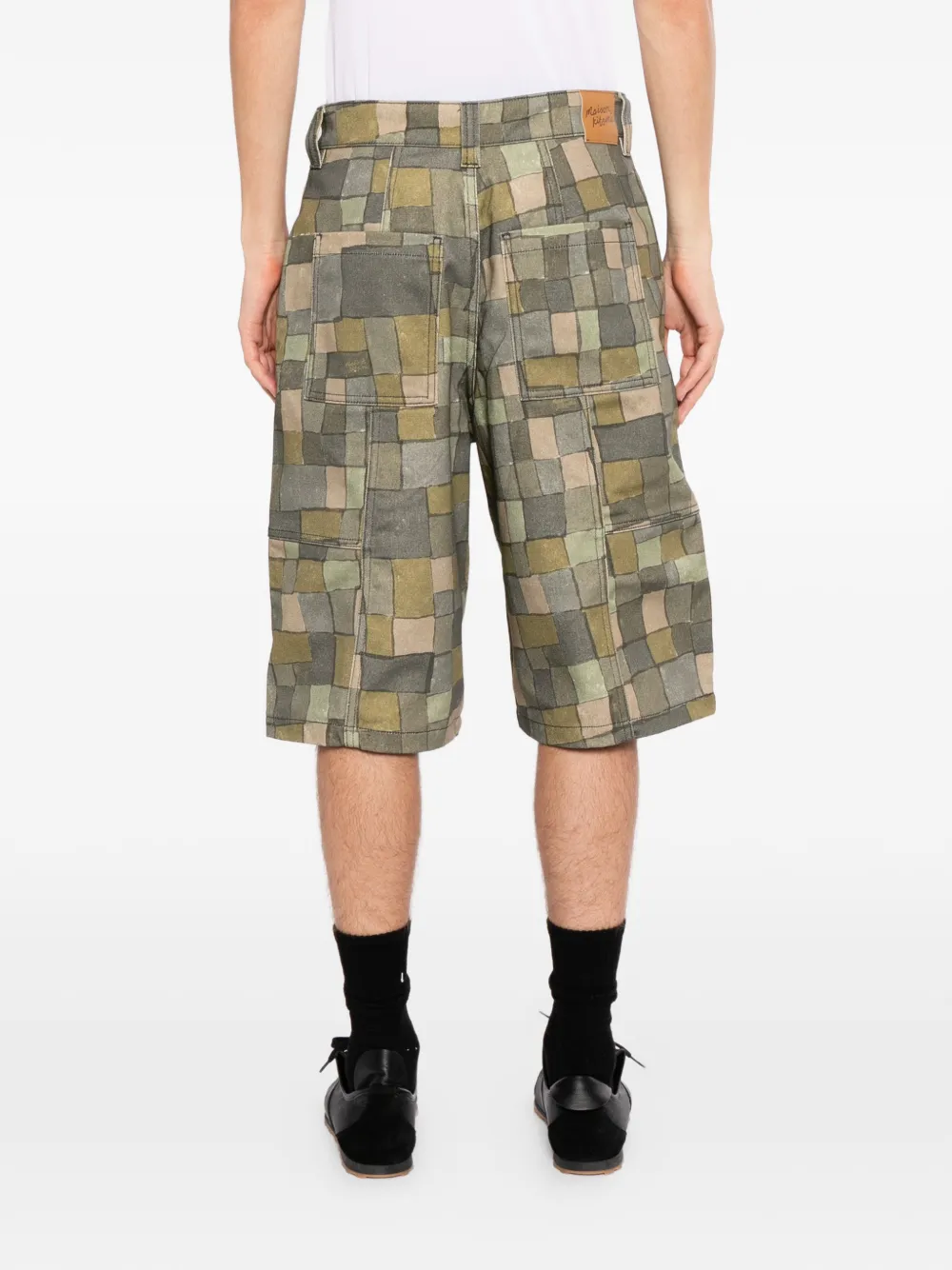 Maison Kitsuné Geruite shorts Groen