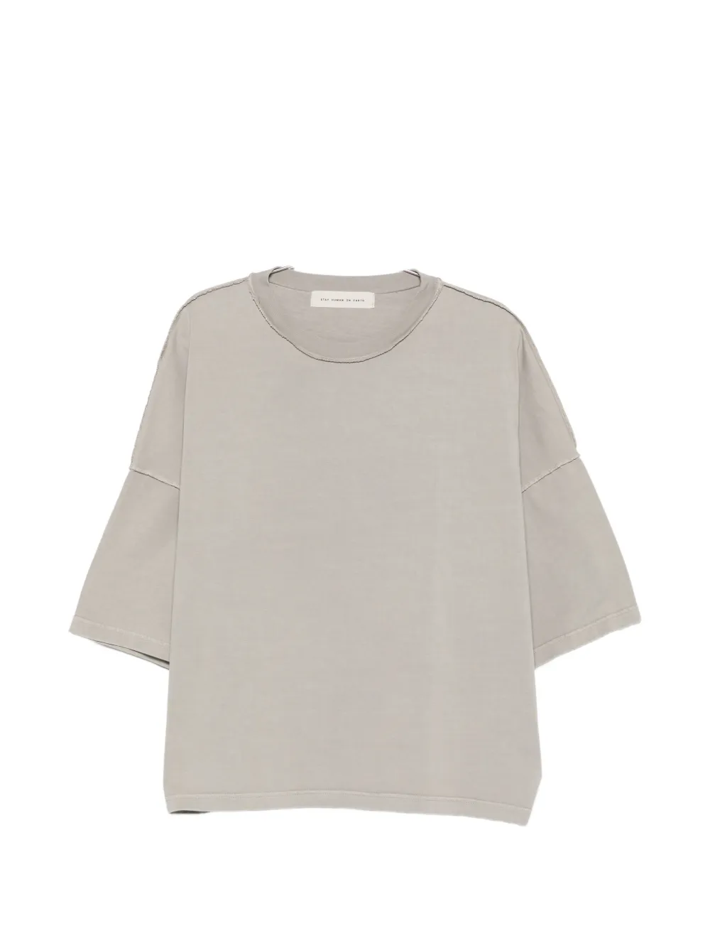 STAY HUMAN ON EARTH drop-shoulder T-shirt - Grigio