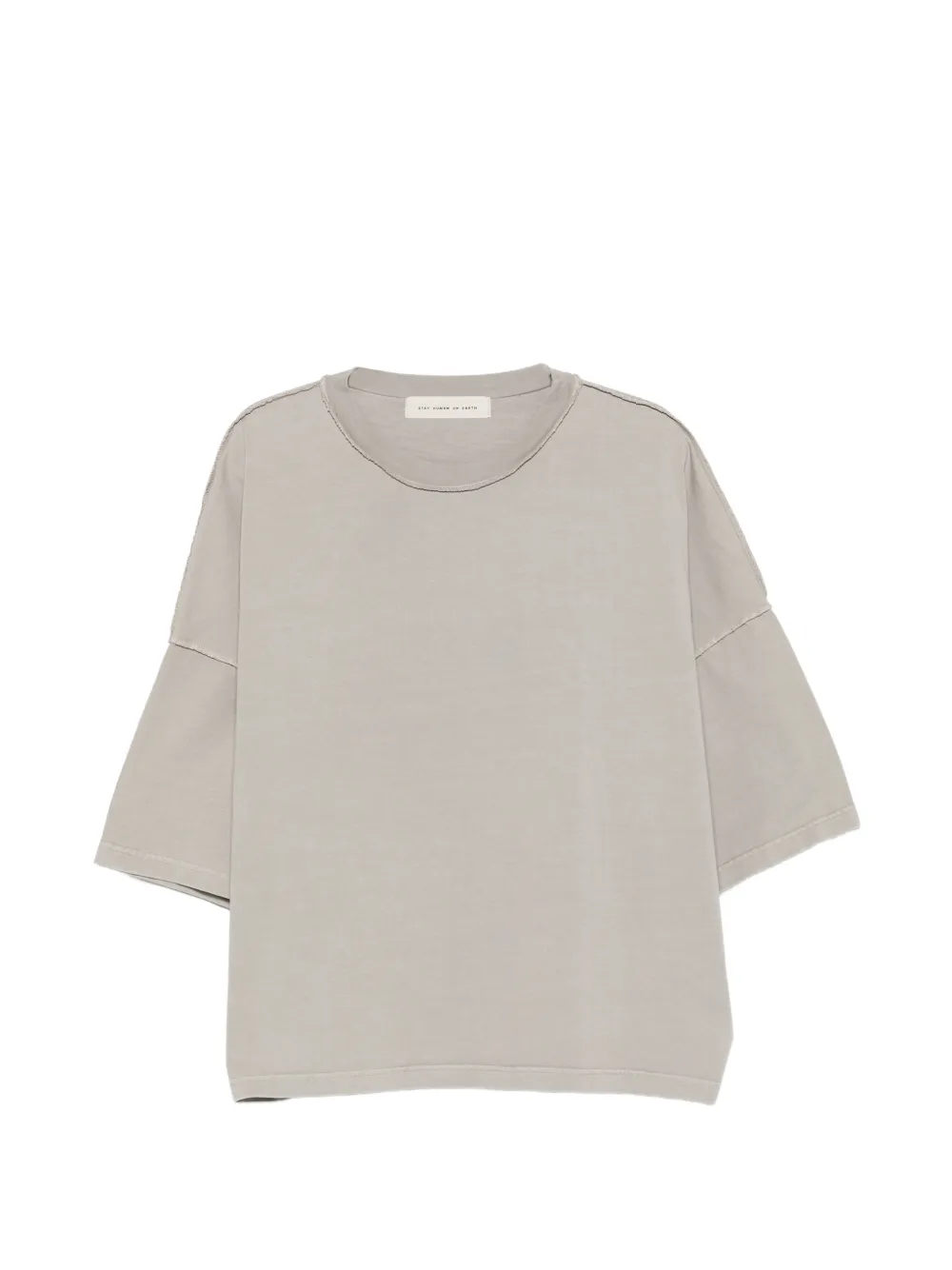 STAY HUMAN ON EARTH drop-shoulder T-shirt - Grigio