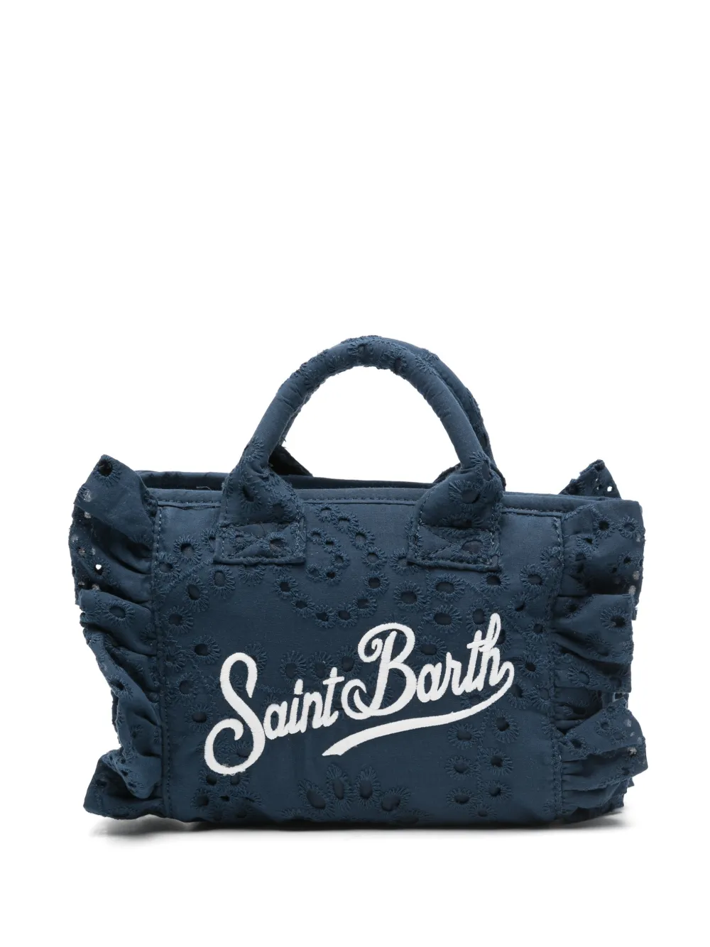 MC2 Saint Barth mini sac cabas à broderie anglaise - Bleu