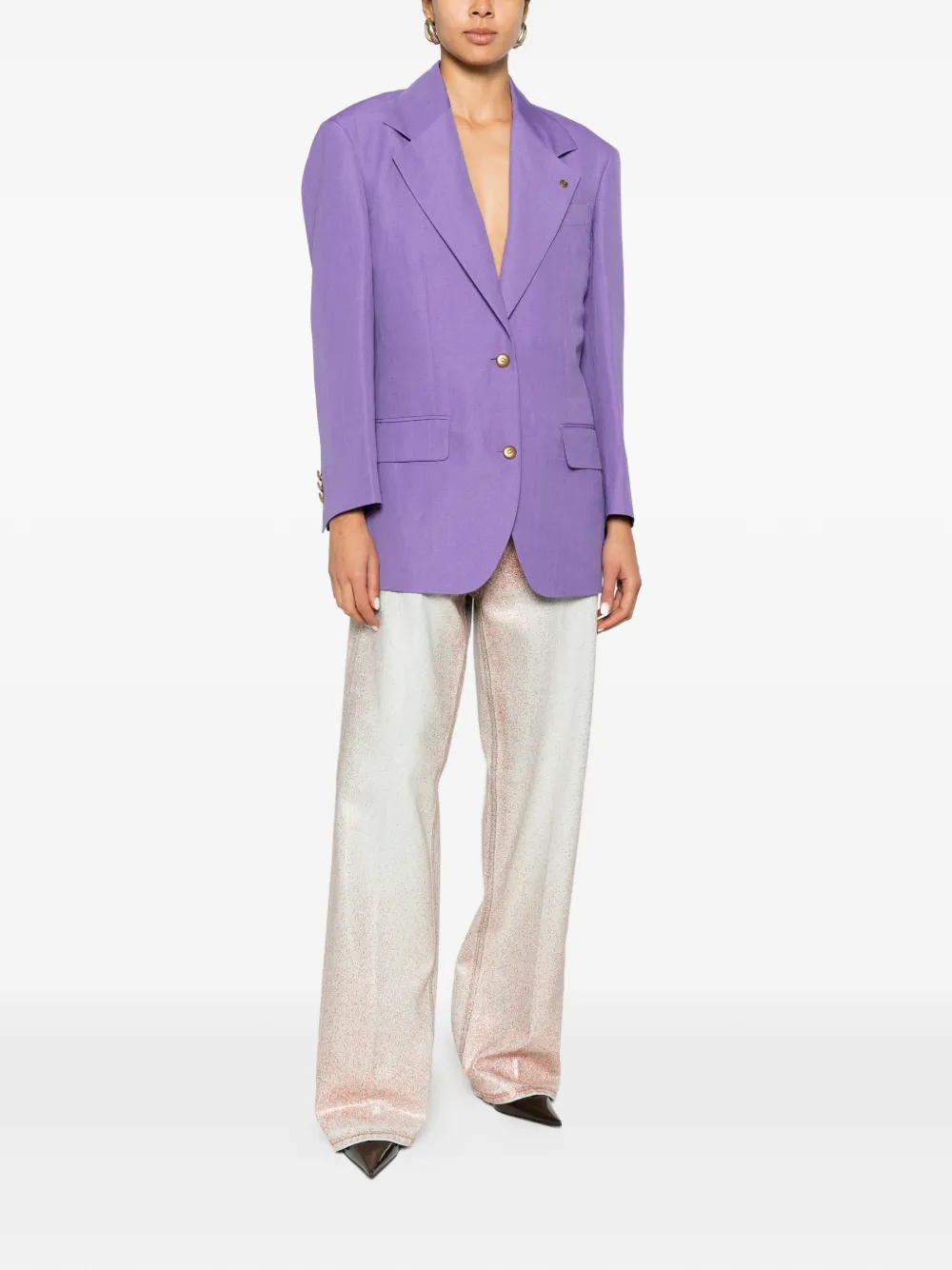 Versace Blazer met enkele rij knopen Paars