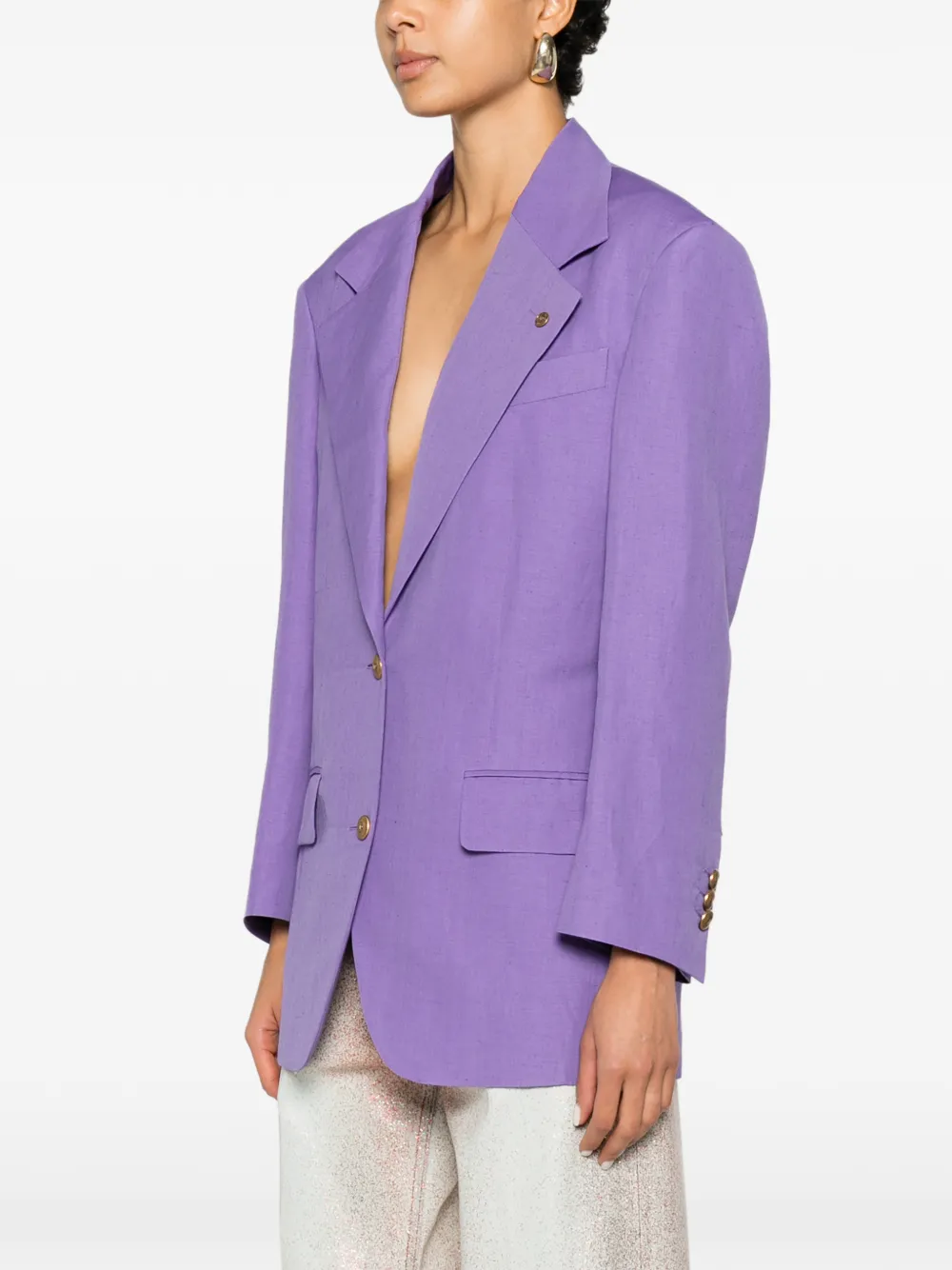 Versace Blazer met enkele rij knopen Paars