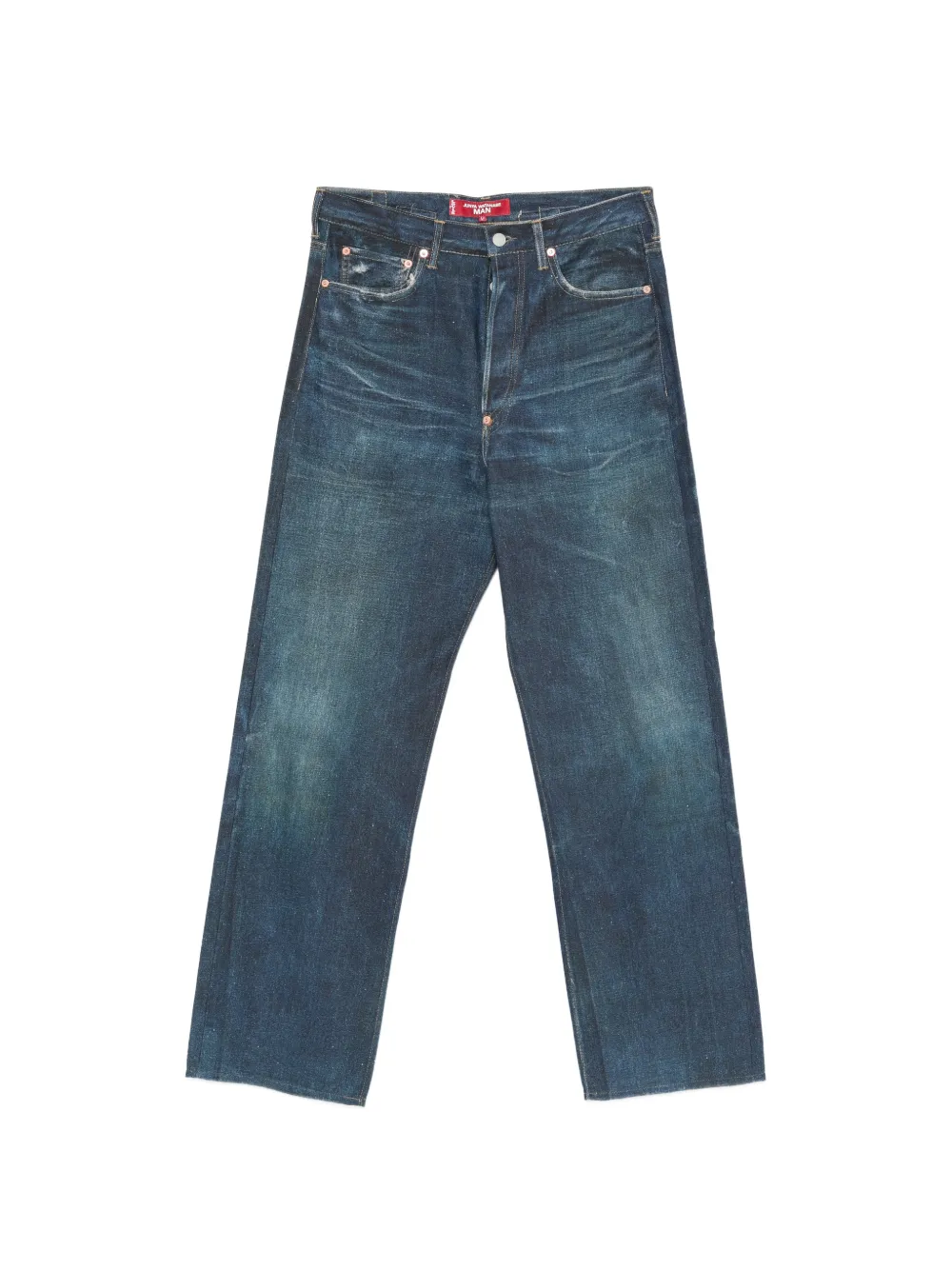 Junya Watanabe MAN faded-effect buckle-strap jeans - Blu
