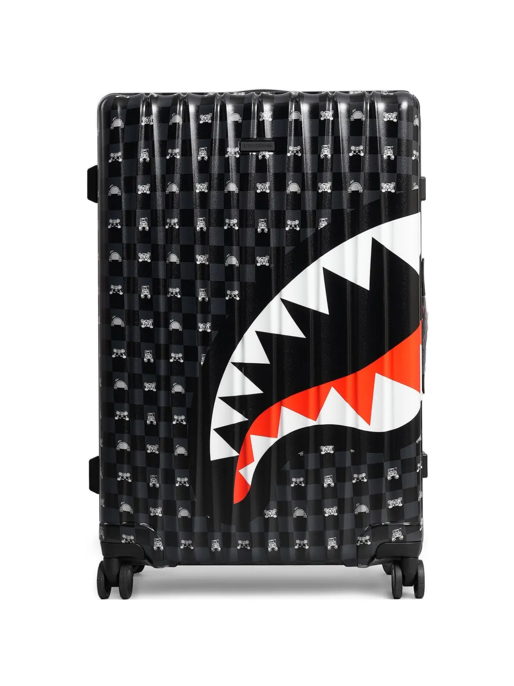 Sprayground Shark Mouth checkered suitcase - Nero