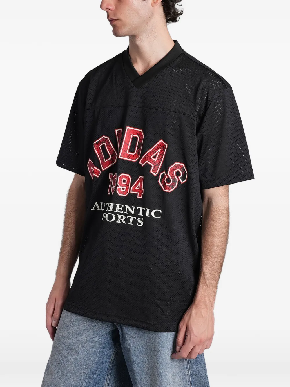 adidas logo-print T-shirt Zwart