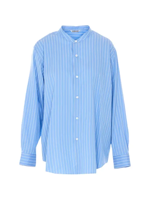 Auralee striped band-collar shirt