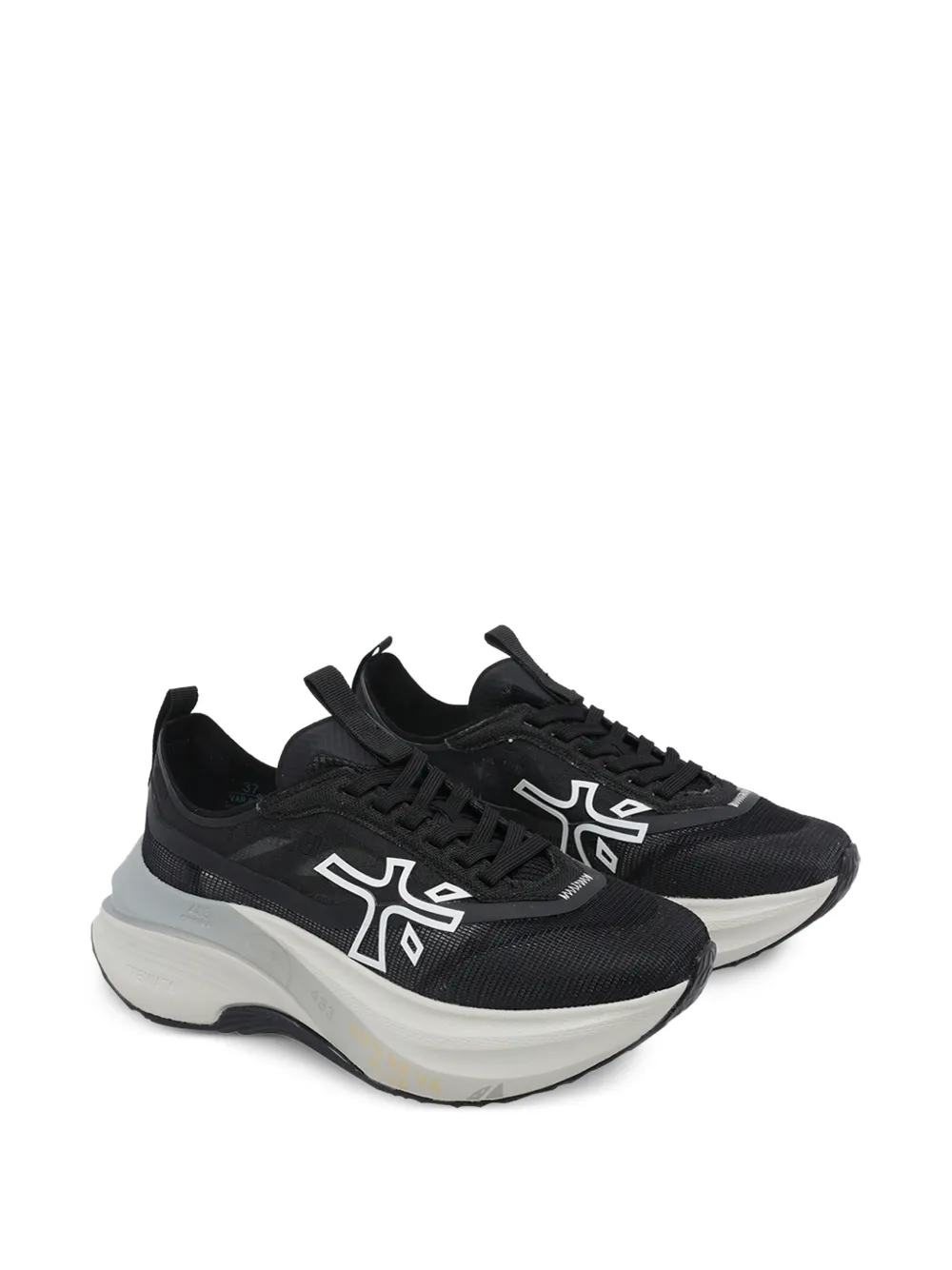 Premiata Hill logo-patch sneakers Zwart