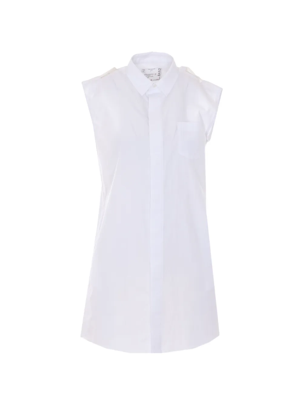 sacai tulle-panelled sleeveless dress - Bianco