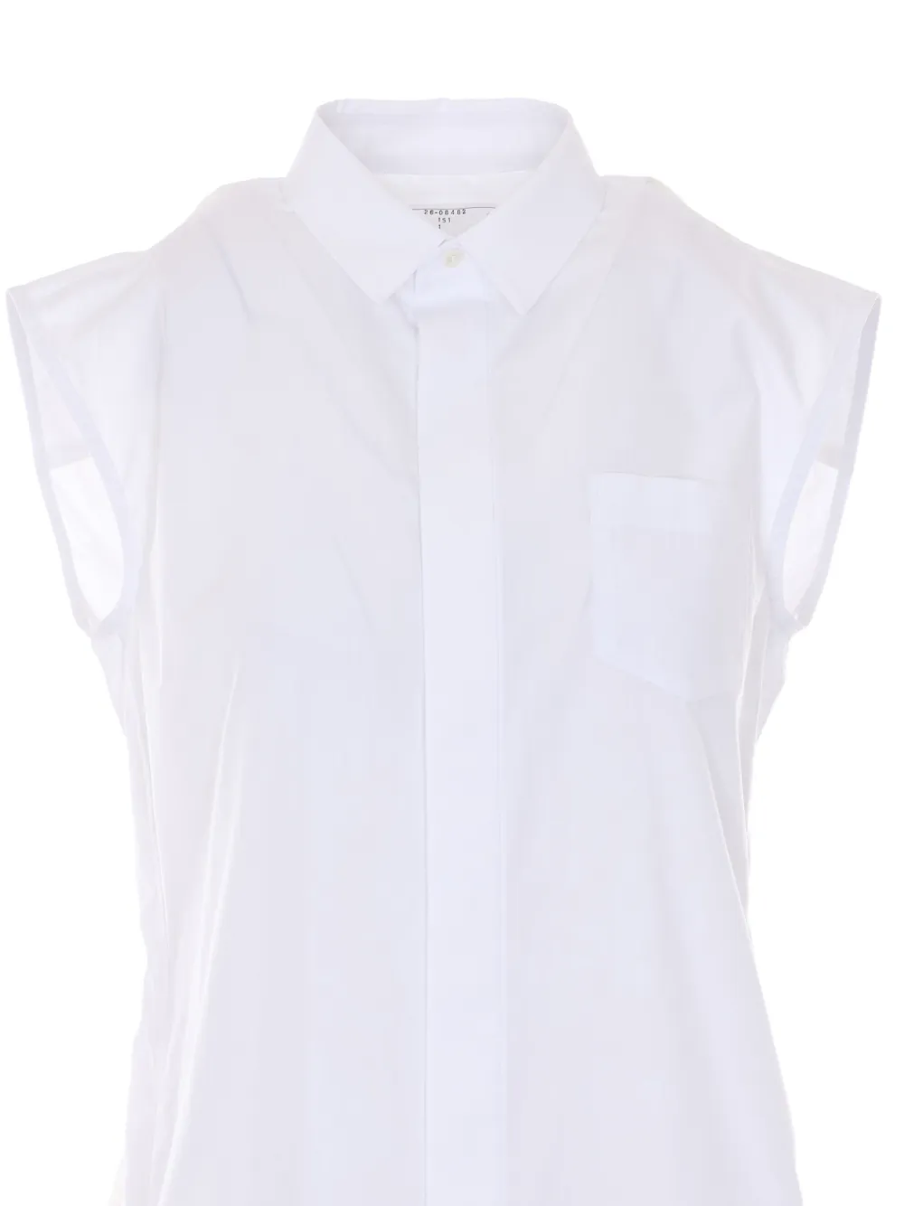 sacai Mouwloze top met tullen vlakken Wit