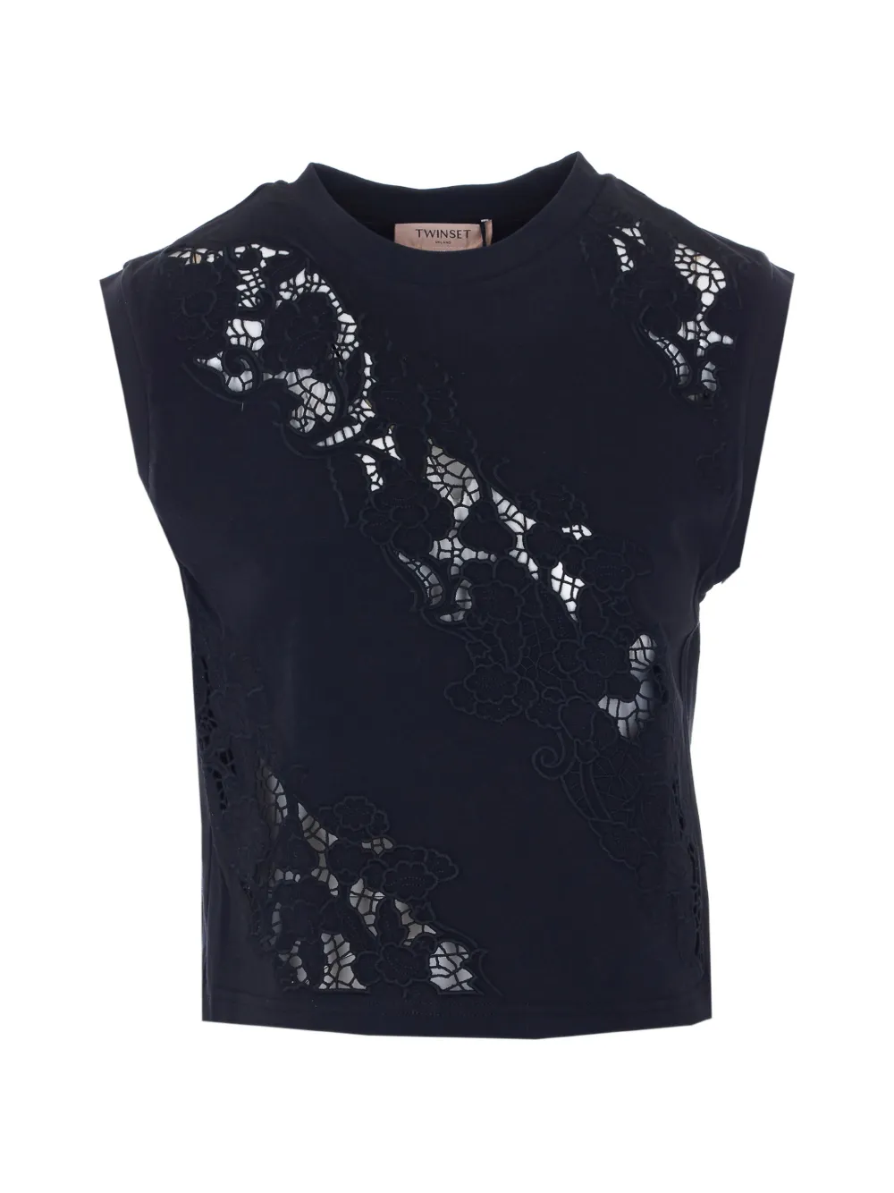 TWINSET sangallo floral-embroidered T-shirt - Blu