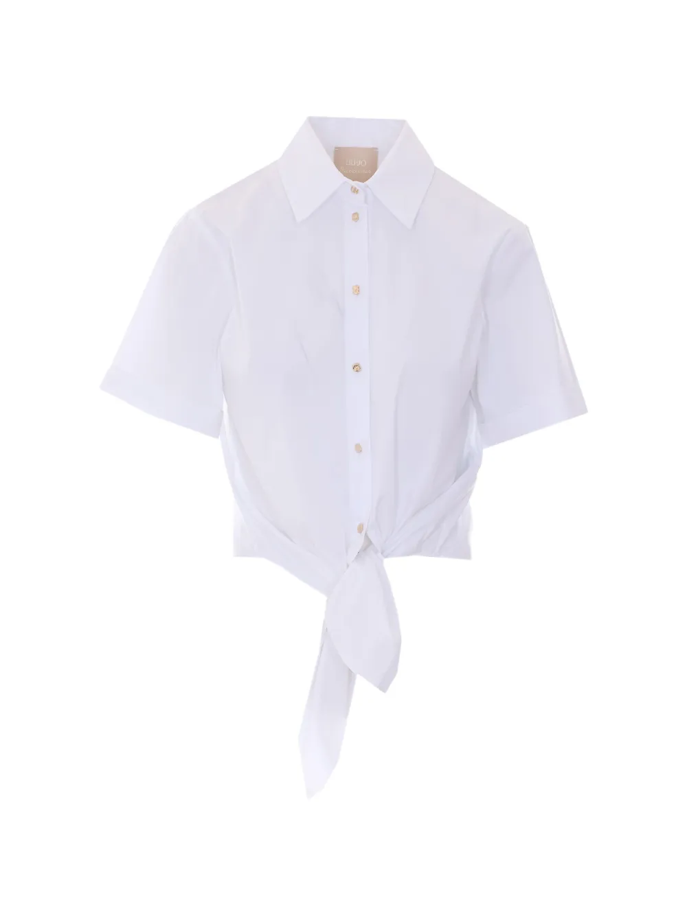 LIU JO front-tie cropped shirt - Weiß