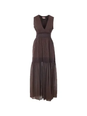 Elisabetta Franchi Jewelled Bow Jersey Maxi Dress | Brown | FARFETCH OM