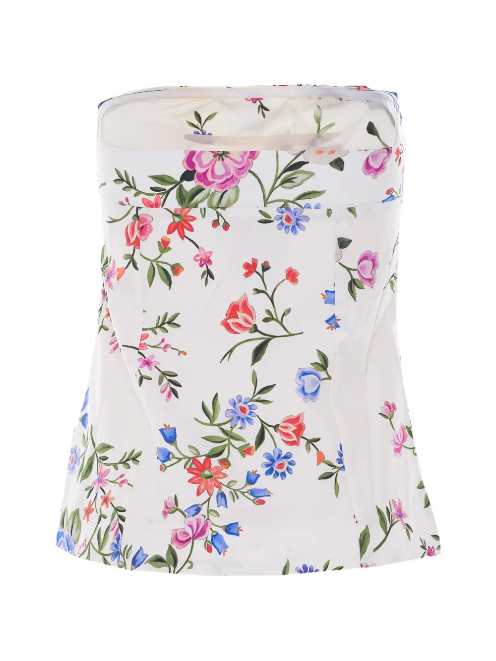 LIU JO floral-print strapless top - Weiß