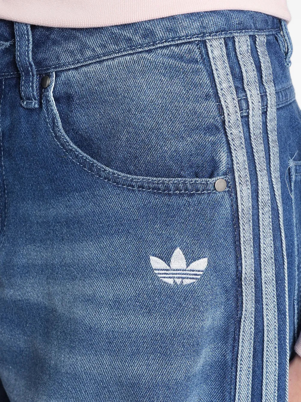 adidas 3-Stripe jeans met wijde pijpen Blauw